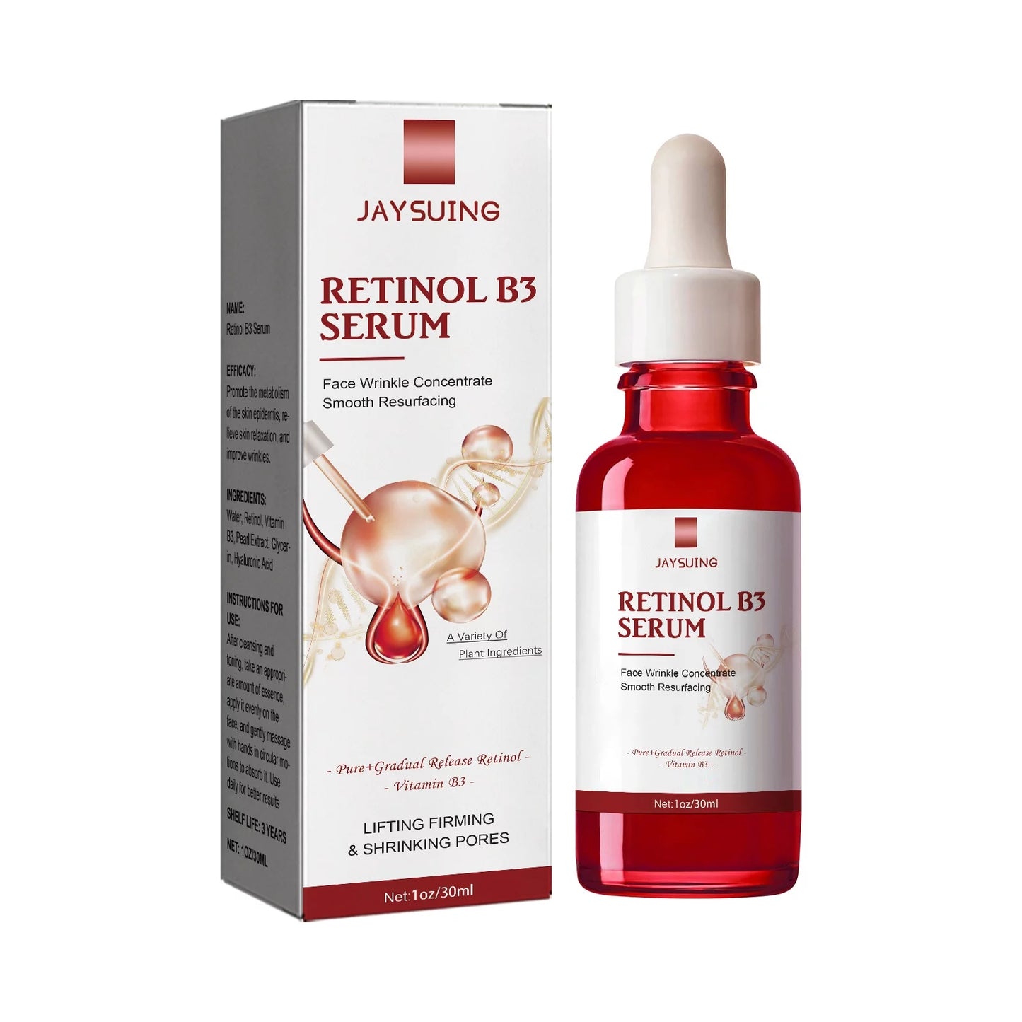 Jaysuing Retinol Wrinkle Serum – 30ml Anti-Aging Essence for Firming and Brightening