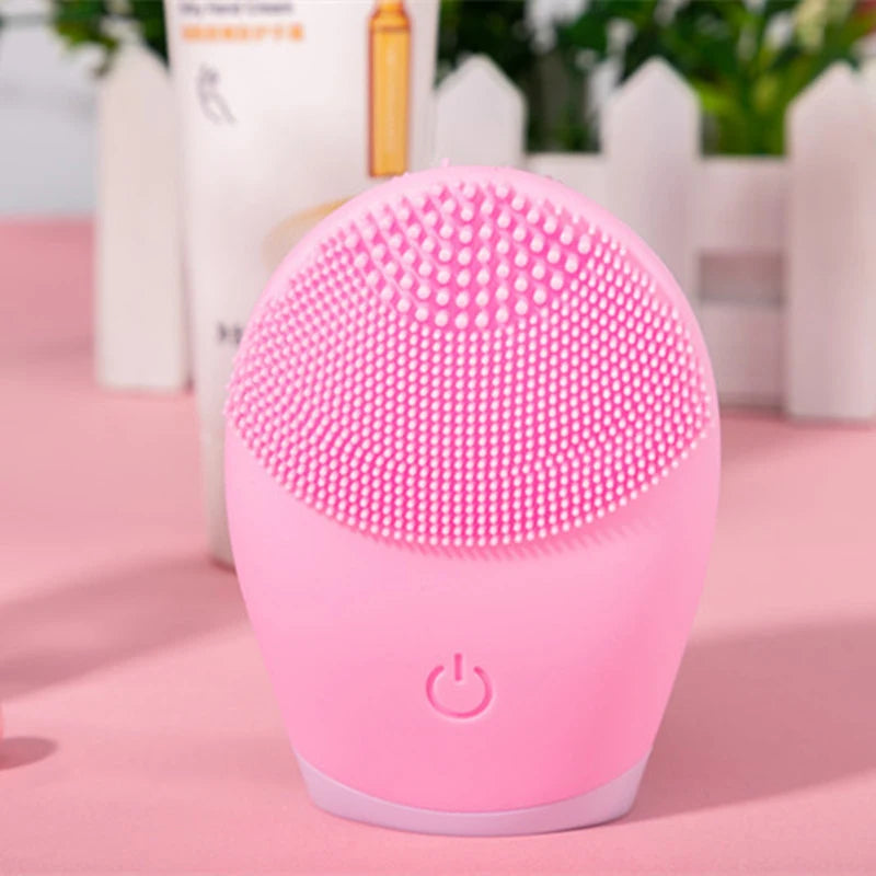 Electric Silicone Facial Cleansing Brush – Ultrasonic Vibration, Waterproof, & Portable Skin Care Tool