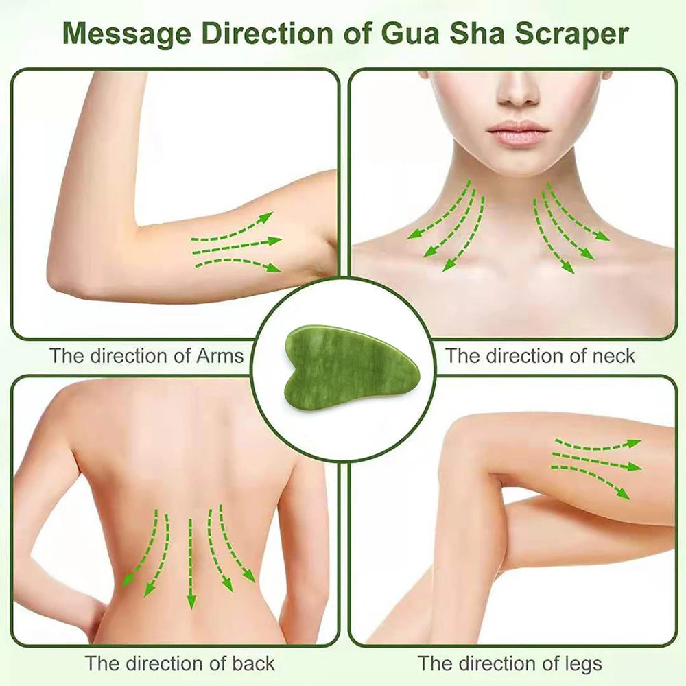 Natural Jade Gua Sha Stone – 1PC Massage Tool for Face, Neck & Back | Skincare & Beauty Benefits