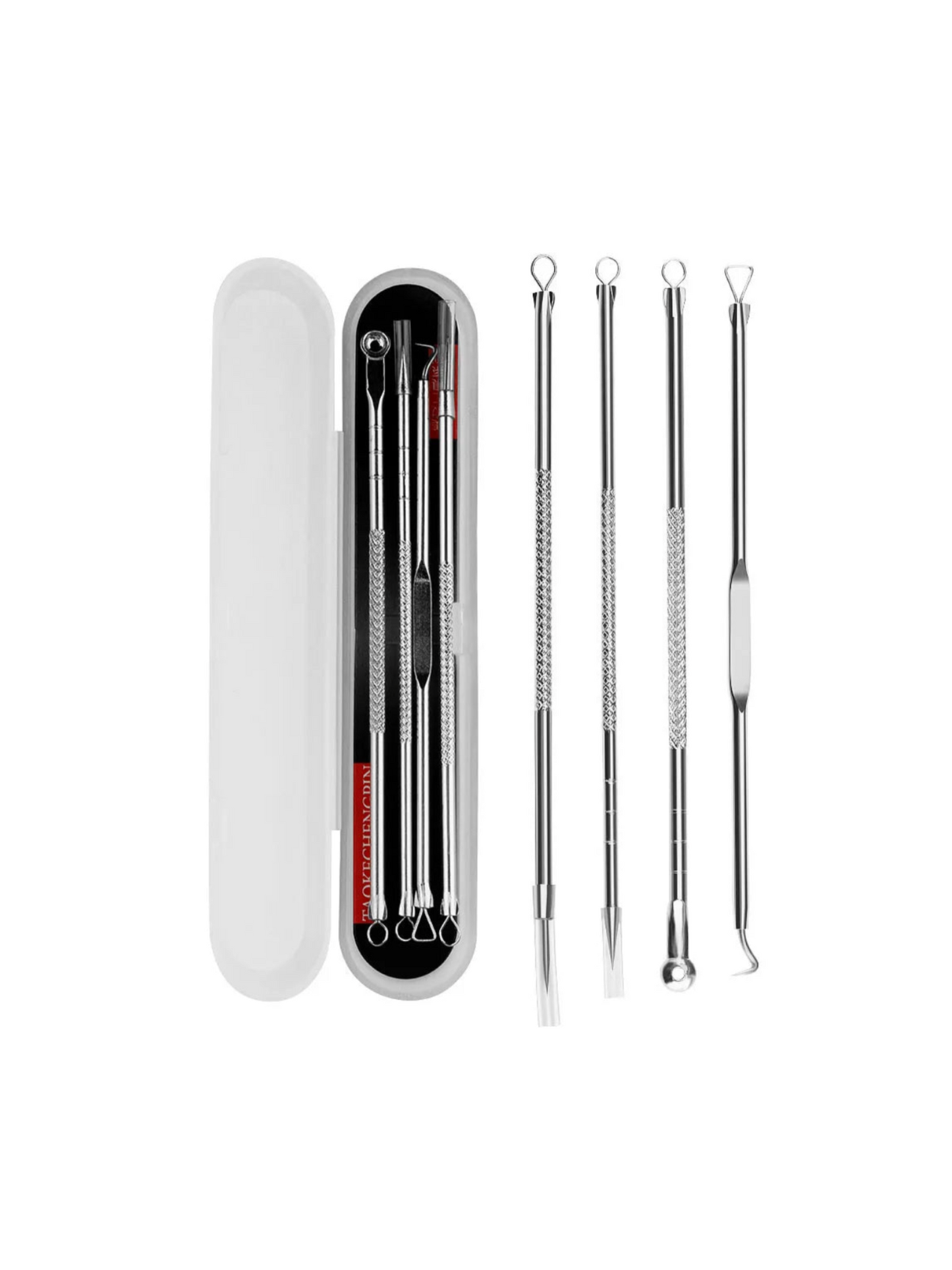 4-Piece Stainless Steel Acne & Blackhead Removal Tool Set – Professional Pimple Extractor Kit for Clear, Healthy Skin