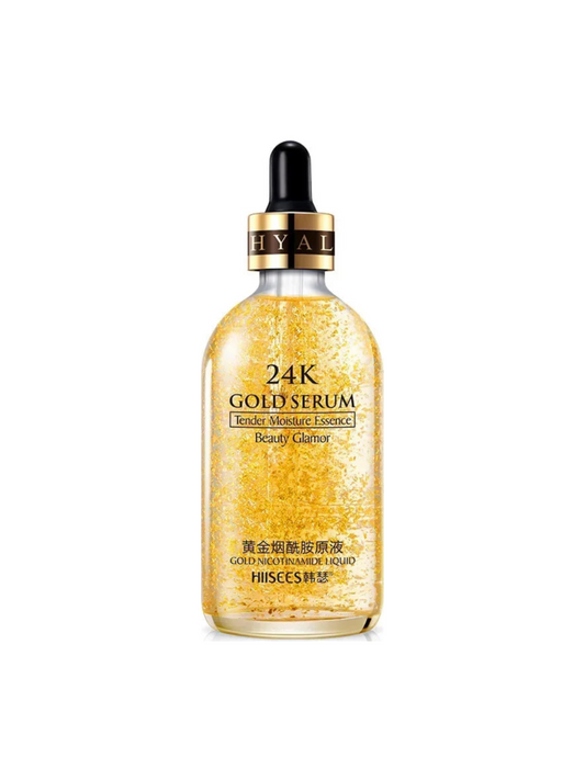 HIISEES 24K Gold Face Serum - Hyaluronic Acid & Niacinamide Essence for Moisturizing and Brightening